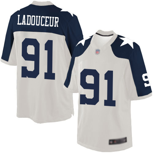 Men Dallas Cowboys Limited White L. P. Ladouceur Alternate #91 Throwback NFL Jersey->dallas cowboys->NFL Jersey